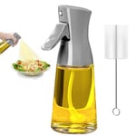 Showvigor Olive Oil Sprayer for Cooking, 180ML Glass Oil Dispenser Bottle with Brush, Canola Oil Vinegar Spray Mister for Kitchen, Refillable Gadgets Accessories Widely Used for Air Fryer(GREY)