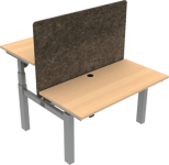 OmniLift, Dobbelt hæve-/sænkebord, firkantet, natur/sølv, H125x120x60 cm, bøg