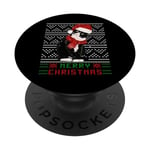 Chapeau de Père Noël noir moche de Noël mignon smoking chat PopSockets PopGrip Adhésif