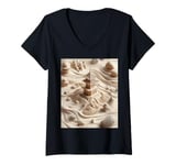 Womens Detailed Zen Pagoda in Sand Garden V-Neck T-Shirt