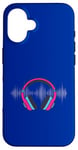 Coque pour iPhone 16 Casque pour artistes, DJ, contrôle audio LED clignotant