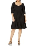 The Drop Lexi Puff Sleeve Sweatheart Neckline Smocked Back Dress Robes, Noir, S