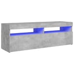 TV-taso LED-valoilla betoninharmaa 120x35x40 cm