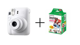 Fuji - Instax Mini 12 Instant Camera Clay White BUNDLE