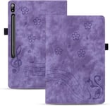 Coque Pour Samsung Galaxy Tab S9 Ultra/Tab S8 Ultra 14.6 2023/2022 (Sm-X910/X916b/X900/X906) Cuir Flip Case Housse Étui Tablette Avec Support Cover, Violet Chat