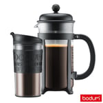 Bodum Cafetiere 1L & Travel Mug 0.35L Set, BPA-Free, Double Wall Insulation