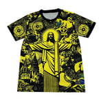 Säsong 2425 Brasilien Kortärmad Fotbollströja Snabbtorkande Sportkläder Gul Jesus of Brazil, Black. S