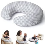 Niimo Coussin d’Allaitement - Coussin Maternité - Coussin de Positionnement - Coussin Bébé - Coussin de Grossesse - Multifonction - Housse 100% Coton - Lavable (Blanc avec Poissons Bleus)