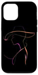 Coque pour iPhone 12/12 Pro Silhouette colorée femme dans un chapeau