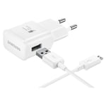 Chargeur maison 2.1A Charge rapide + Câble USB A/micro USB Noir Samsung - Neuf