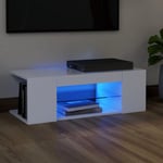 Meuble tv avec lumières led Blanc 90x39x30 cm The Living Store Blanc