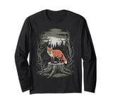 Dark Cottagecore Fox Forest Scene Long Sleeve T-Shirt