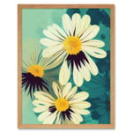 Abstract Illustration Daisy Blossoms Flowers Painting Art Print Framed Poster Wall Decor 12x16 inch