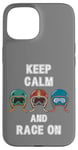 Coque pour iPhone 15 Casques rétro vintage, Go Kart Car Racing, Keep Calm & Race On