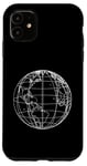 Coque pour iPhone 11 World Globe Line Art Carte planète Terre Atlas Voyage