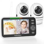 HelloBaby Baby Monitor with Cameras and Night Vision, 5'' Split Screen with 2 No