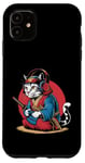 Coque pour iPhone 11 Japon Kawaii Cat Samurai Casque Casque Manette de Jeu Vidéo