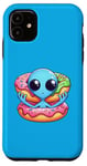 Coque pour iPhone 11 Alien se cachant sous un donut