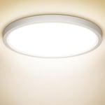 NIBSHOOM Plafonnier LED, 18W Luminaire Plafonnier Étanche IP44 Blanc Froid 4000K 1800LM, Lampe LED Chambre, Plafonnier Rond de 22cm Pour Chambre à Coucher Salle De Bain Salon Cuisine Bureau