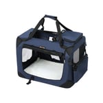 FEANDREA Dog Carrier, Folding Fabric Pet Carrier, 70 x 52 x 52 cm, Dark Blue