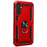 Case for Samsung Galaxy A24, Hybrid Shockproof with Magnetic Ring Stand, Red