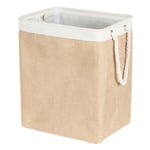 Beige Foldable Collapsible Fabric Laundry Hamper Bag Clothes Washing Bin Basket