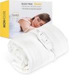 MONHOUSE Premium Soft Fleece Electric Blanket - Double - 120 x 135 cm, White 