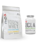 PhD 100 Whey Protein Powder 1kg Vanilla Crème + PhD CLA 90 Soft Gels