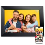 FRAMEO Cadre Photo Numérique WiFi VESWWE 10,1 Pouces 1280x800 IPS Écran Tactile Mémoire Intégrée 32 Go Rotation Automatique Partagez des Photos et des vidéos à l'aide de l'application Frameo