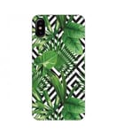 Coque Iphone XS MAX Jungle tropical exotique geometrique noir blanc