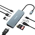 Tymyp Hub USB C double écran 10 en 1, hub USB C vers HDMI, adaptateur USB C, station d'accueil, 2 ports USB 3.0, 2 ports USB 2.0, 100 W PD, lecteur de carte SD/TF, audio 3,5 mm, station d'accueil avec