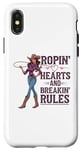 Coque pour iPhone X/XS Cowgirl impertinente Roping Hearts Breaking Rules Horse Western