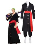 One Piece Roronoa Zoro Cosplaydräkt Piratjägare Wano Country Zoro Juurou Animekläder Mans svarta hel outfit S