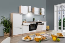 Cuisine équipée kitchenette en Chêne Blanc Merle 280 CM