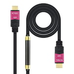 Blendend High quality HDMI 2.0 cable, supports 4K@60Hz and includes a repeater to preserve the signal up to 25 meters. It has a black design and type A male connectors on both ends, perfect for audi