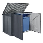 Cache poubelle Grebin avec toit rabattable pour 2 poubelles 173x101x131 cm en.casa