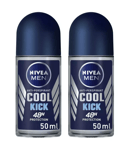 2 x Nivea Men Cool Kick Antiperspirant Roll On Deodorant - 50ml