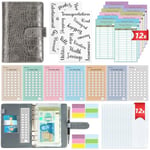 2 IN 1 Budget Planner, A6 Money Saving Wallet with 7 Savings Challenge Trackers, Budget Binder with 12 Cash Envelopes and 12 Expense Sheets, Cash Stuffing Money Organiser Book for Travel Diary, Grey