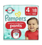 Pampers Premium Protection Pants Nappies, Size 4 (9-15kg), Pack of 18