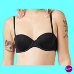 CALVIN KLEIN Women's Light Lined Strapless Bra, Invisibles Line, Black, UK 34A