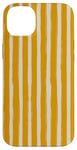 Coque pour iPhone 14 Plus Jaune moutarde Beige rayé Girly Esthétique Preppy Stripes