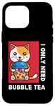 Coque pour iPhone 16 Pro Max Mignon chat kawaii boisson thé au lait bulle I Love Boba Tea