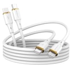 Câble USB-C vers USB-C,[2M+2M,Lot de 2] Câble Type C Charge Rapide 60W PD,Câble Données USB-C Ultra Rapide Compatible avec iPhone 15+/Mac/iPad/Switch/Pixel/Android Type-C