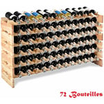 Porte-Bouteilles en Bois/6 Étagère pour 72 Bouteilles/Conception Horizontale/Casier à Bouteille Modulable avec Étagère Ondulée-119 x 29 x 71,5 cm