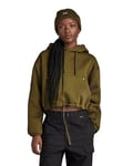 G-STAR RAW Women's Sleeve Graphic Cropped Loose Hoodie, Green (dark olive D23888-D425-C744), S