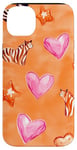 Coque pour iPhone 14 Plus Aquarelle orange ethnique McBling Esthétique Cœur Étoile