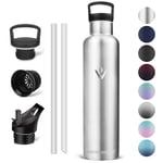 Vikaster Gourde sport - Thermos 1000ml, Gourde Avec Paille, Gourdes Sans BPA, Gourde Enfant & Adulte pour Sport, école, Bureau, Gym, Voyage