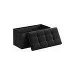 Banc de Rangement Pliable de 76 cm, Coffre de Rangement, Tabouret Repose-Pieds, Pouf de Chambre, Noir - Songmics