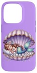 Coque pour iPhone 14 Pro Sirène Lilas Violet Sleepy Coquillage Sous L'eau