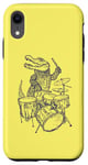 Coque pour iPhone XR Crocodile jouant de la batterie Batteur Crocodile Drumming Musicien